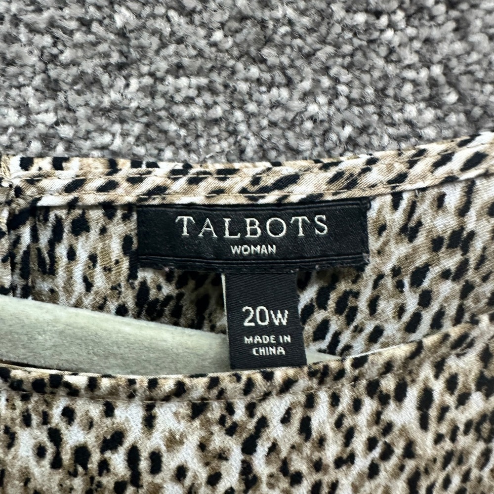 Talbots Blouse Top Women 20W Animal Print Short Sleeve‎ Lightweight Polyester - Picture 9 of 10